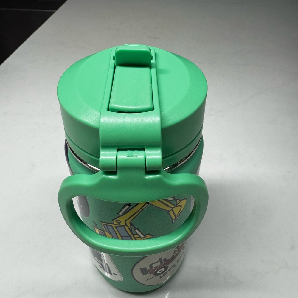 Life Is Good Green Kids Cup with Construction Truck Design